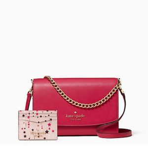 kate spade pink star staci small slim cardholder wallet nwt
